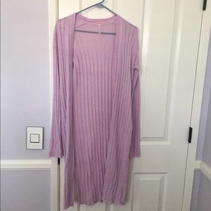 Free People Lavender Ribby Rib Cardigan